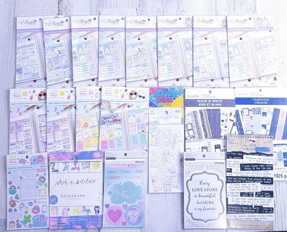 Huge Lot of 20 Scrapbooking Stickers, Sweet Kaiwaii, Shine, Recollections + More