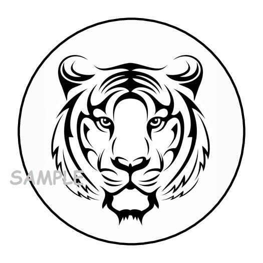 30 TIGER ENVELOPE SEALS LABELS STICKERS 1.5″ ROUND BLACK AND WHITE GIFTS
