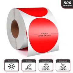 3 Inches Circle Stickers Roll 500 PCS, Self-Adhesive Large Round Color Coding…