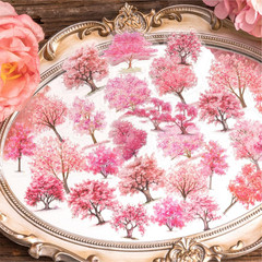 240Pcs Small Colorful Trees Stickers Assorted Set, 6 Packs Transparent Sakura M