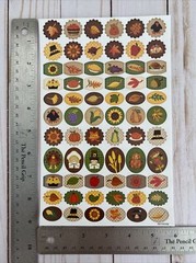 Thanksgiving 66 Stickers Leaves Acorn Pilgrims Corn Turkey Pie Crow Grapes New