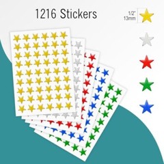 Star Stickers 1216 Pack Small Stickers Assorted Colors Stickers. Foil Star