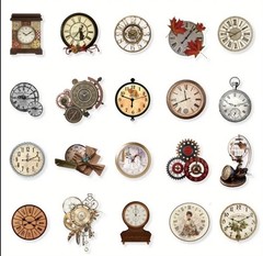 10pcs P.E.T. Victorian Steampunk Clock Stickers-Scrapbook, Journal, DIY Crafting