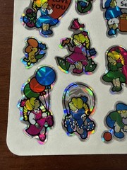 Vintage BJ Prism Holographic Sticker Sheet Kids Hearts Puppies Unused 1980s 🦋🐶
