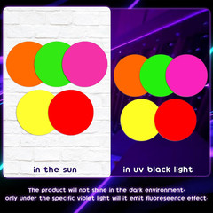 30Pcs 8 Inch Neon Colored round Stickers Glow in the Dark Self-Adhesive VBS Deca
