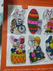 Vintage Stick-Ons Easter Unlimited Puffy Easter Bunny Eggs Chicks Stickers NOS
