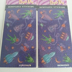Stickety Doo Da SPACE Stickers Astronaut Rocket Plane Planet LOT-6 NOS Vtg 1997