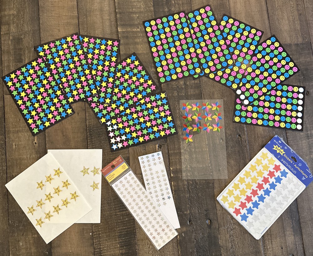 Vintage Star & Smiley Face Sticker Lot: AGC Hallmark Recollection