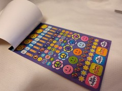 Vintage Darice 2009 Happy Smiley Face 600 Stickers Book*Retro Peace Love Designs