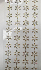 CraftbuddyUS 52 x18mm Crystal Stick on FLOWERS Self Adhes AB GOLD Diamante Gems