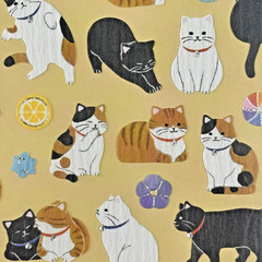 Japanese Washi Style Cat Sticker Sheet Cute Journal Stickers Made in Japan