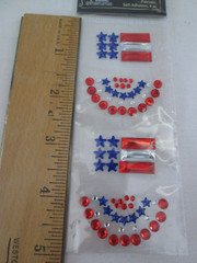 Lot of 2 pkgs. July 4th Assorted Patriotic Gemstone Stickers, New OOP