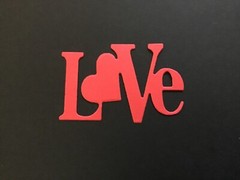 «Love» word die cut embellishments with heart Choose Color 6 pcs 1-1/2 x 2-1/2