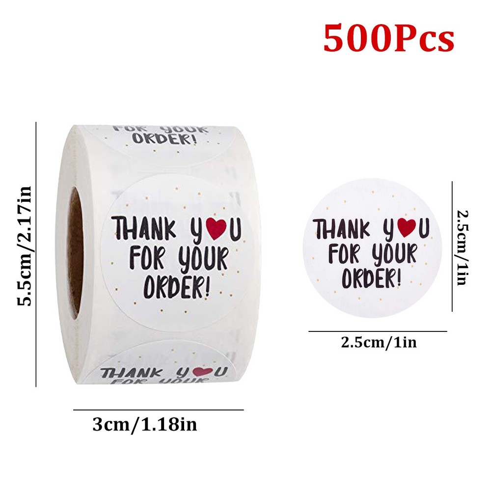 500Pcs 1.5″/2.5″ Thank You For Your Order Stickers Small Business Envelope Lable