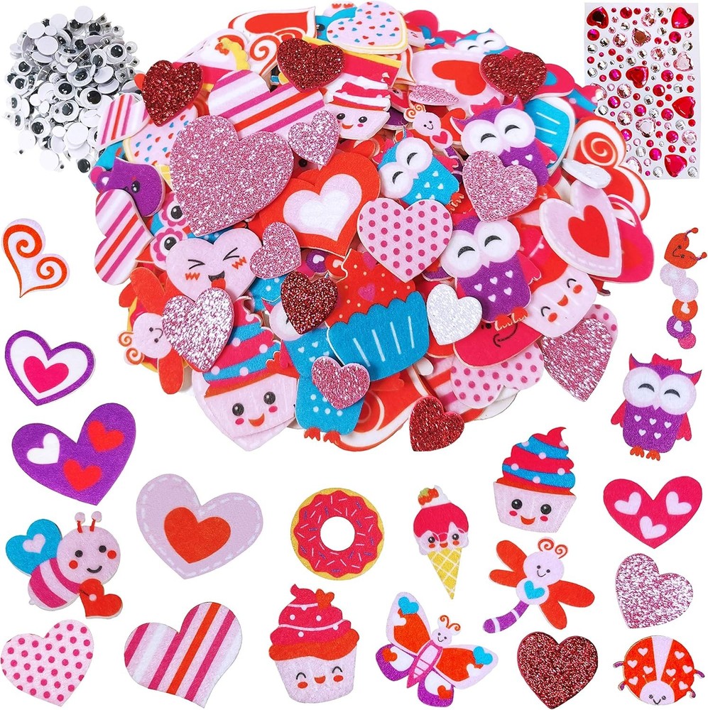 Winlyn Assorted Valentine’s Day Stickers Embellishments Craft Smile Face Heart C