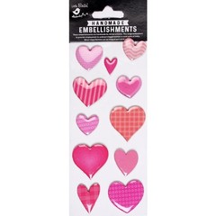 Stickers 3D Little Birdie Resin Pink Hearts Patterns Various Sizes Shapes