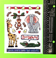 Provo Craft Zoopendous Sticker Sheet Zoo Animals Elephant Giraffe Monkey Croc