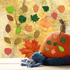 400 pcs Glitter-Foam Leaf Stickers-Halloween, Fall, craft Back To School Craft