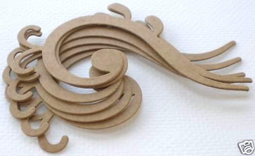 {6} *ACCENT SWiRL* – Style 3 – Bare Unfinished Chipboard Die Cuts – 2.5″ x 4.5″