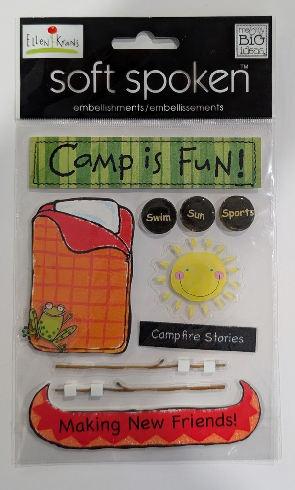 Summer Camp Is Fun! Camping Canoe Sleeping Bag Scrapbooking Stickers Soft Spoken