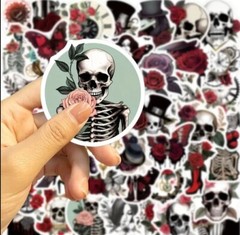50 Random Gothic Punk Skull Rose Themed Stickers