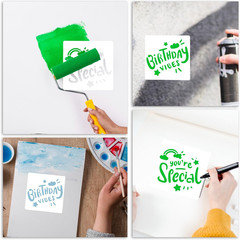 16 Pieces Happy Birthday Stencil for Cakes, 5.9X5.9 Inch Happy Bithday Drawing T