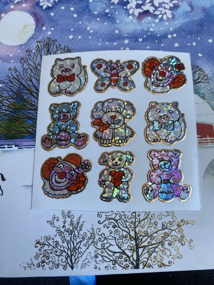 Vintage Prism Vending Sticker Sheet 3×3 Inches Clown Cat Dog Bear Butterfly