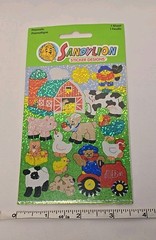 Vintage Sandylion Prismatic Farm Sticker Sheet Animals Barn Tractor Cow NEW