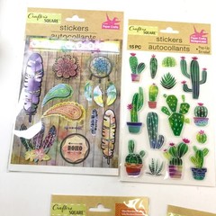 Crafters Square Sticker LOT Butterflies Boho Owls Hummingbird Cactus Tropical