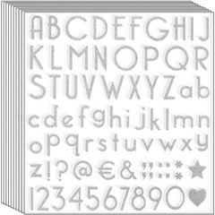790 Pieces 10 Sheets Letters Stickers Self Adhesive Glitter 1 Inch Silver