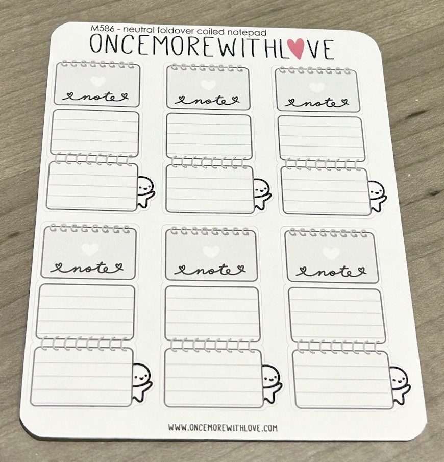 Once More With Love Foldover Coiled Notepad Neutral Sticker Sheet OMWL Stickers