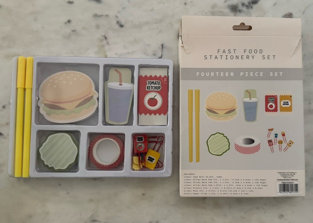 14-piece Fast Food Stationery Set for note-taking, journaling, scrapbooking NEW