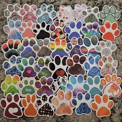 Lot of 40+ Assorted Paw Print Pet Stickers Cute Varied Designs Colorful Die Cut