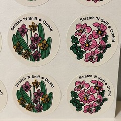 Vintage CTP Scratch ‘N Sniff Orchid Flower Stickers