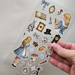 Alice in Wonderland Stickers 2 Sheets Junk Journal Collage Scrapbooking