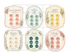 1 Pg Sewing Vtg Buttons For Card Toppers Junk Journal Supply Scrapbook Ephemera
