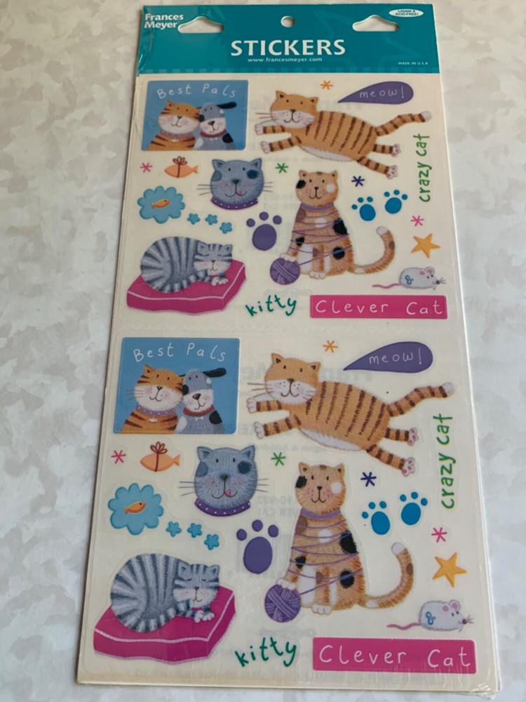 FRANCES MEYER FMI CAT STICKERS BEST PALS CAT DOG CRAZY CAT 42 PIECES