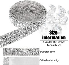 Silver 108″ x 1″ Bling Rhinestone Crystal Diamond DIY Decor Strip Sticker Decal