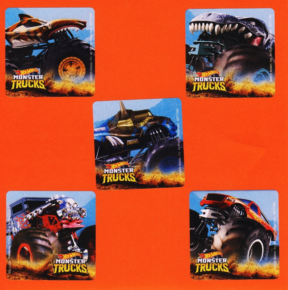 10 Hot Wheels Monster Trucks – Large Stickers – Party Favors – Rewards