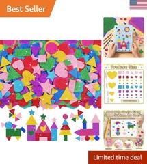 1000 Pcs Glitter Foam Stickers – Colorful Self-Adhesive Geometric Art Supplies