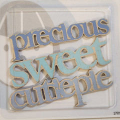 NEW Lot 2 Pkg Lil Davis Vintage Wood Words BABY Boy Blue Sweet Precious Cutie -G