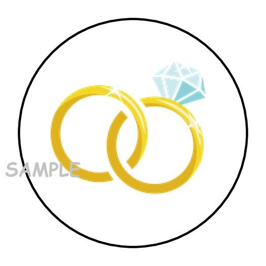 30 WEDDING RINGS ENVELOPE SEALS LABELS STICKERS 1.5″ ROUND DIAMOND