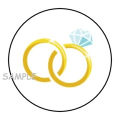 30 WEDDING RINGS ENVELOPE SEALS LABELS STICKERS 1.5″ ROUND DIAMOND