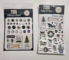 Carta Bella WELCOME WINTER Adhesive Puffy Scrapbook Stickers & Brads, Chipboard