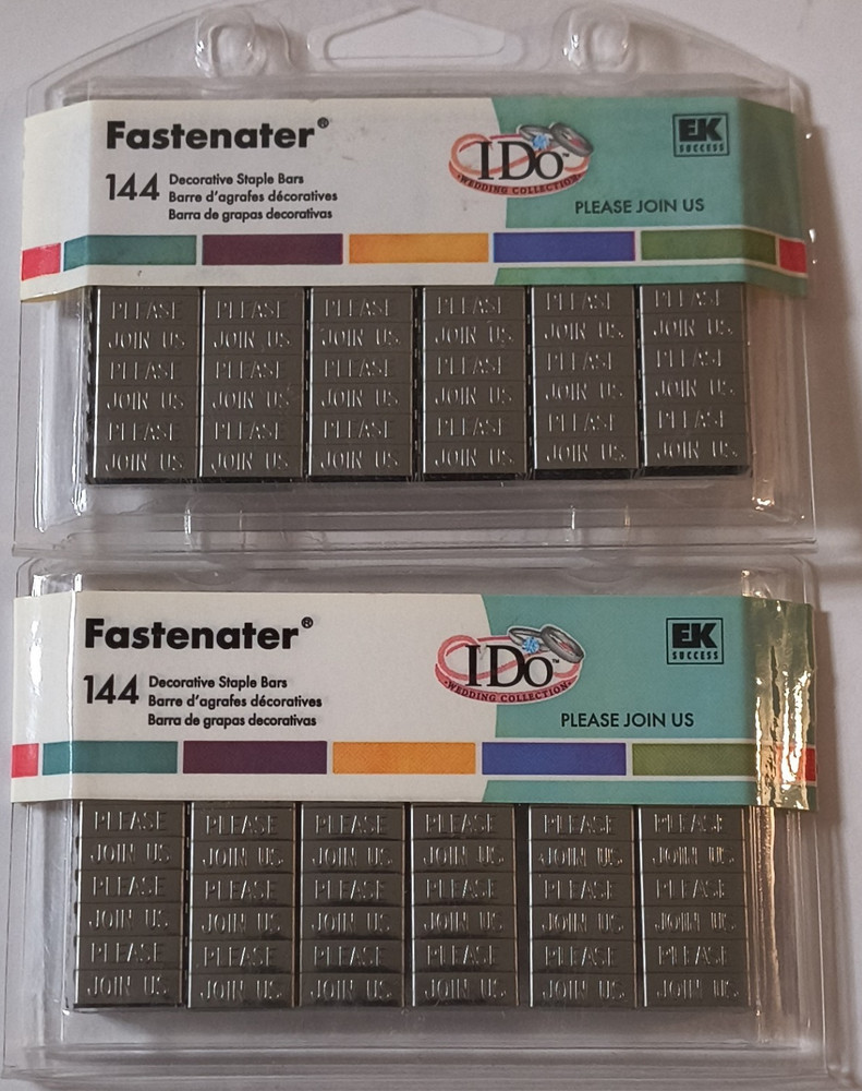 EK Success Fastenater Wedding Decorative Staple Bars Metal 144 Strips 2 Packs