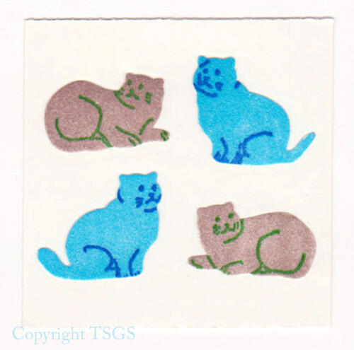 Vintage 80’s Great Seven 7 FUZZY Blue & Gray Cats Sticker Mod