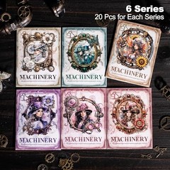 120Pcs Steampunk Stickers for Scrapbooking & Journaling, Ephemera Pack with Orga