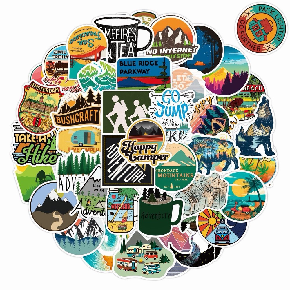 50 Pack Outdoor Sport Hiking Wildness Sticker Luggage Laptop Bottle Vinyl Decal