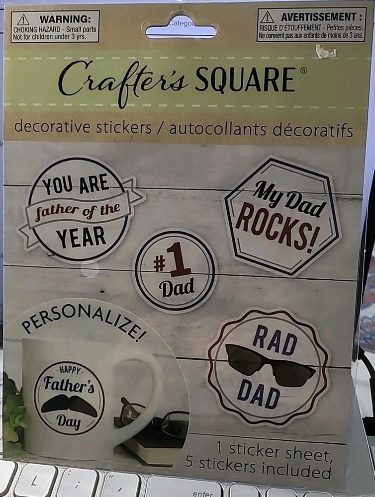 Crafter’s Square Father’s Day Stickers 5pc – #1 Dad, Rad Dad, Paper Craft Decals