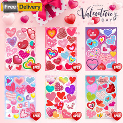 36 Sheets Heart Stickers Valentine Stickers Valentines Day Stickers Crafts Decor